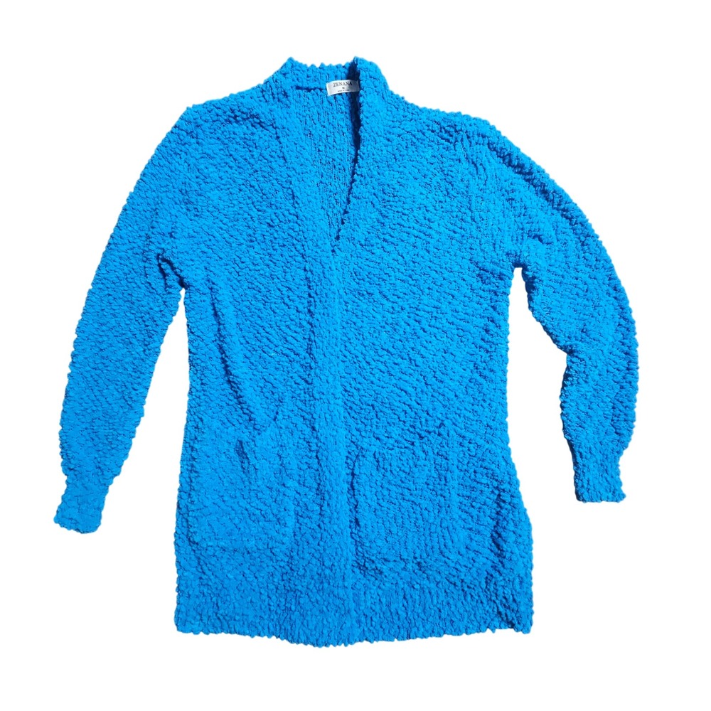 Zenana Popcorn Knit Cardigan Sweater Open‎ Front M Acrylic Blend Funky Cozy